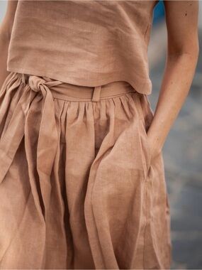 Linen Handmade Studio Midi Skirt